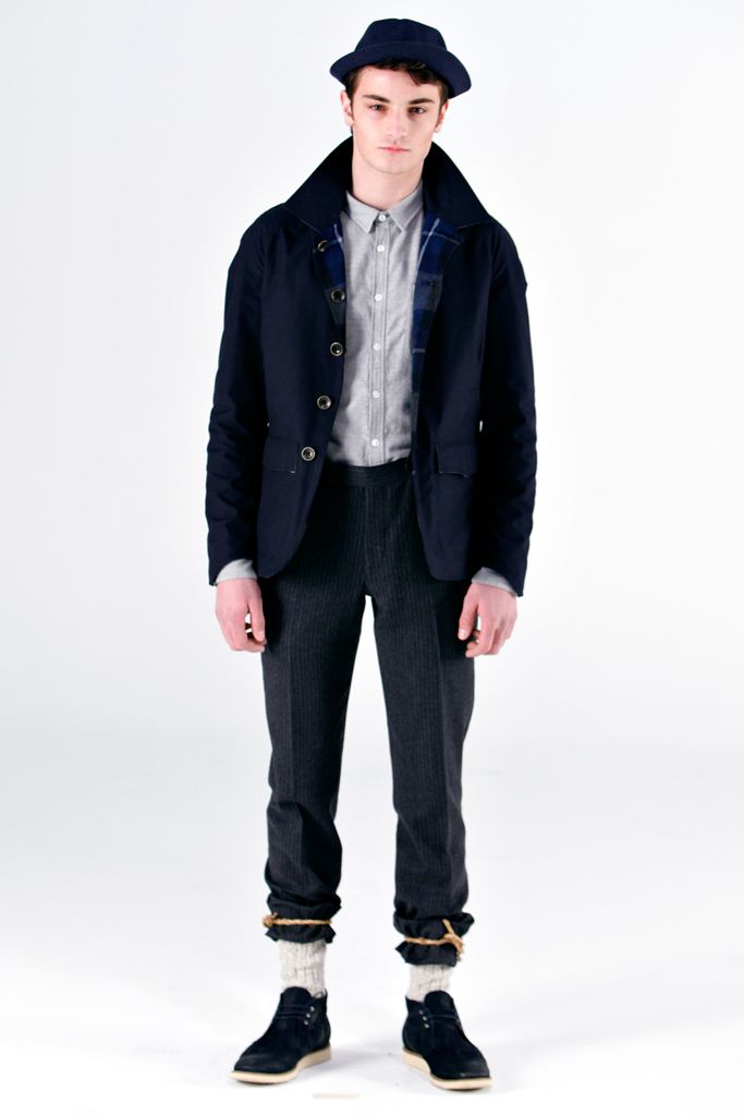 blue collared buttoned jacket