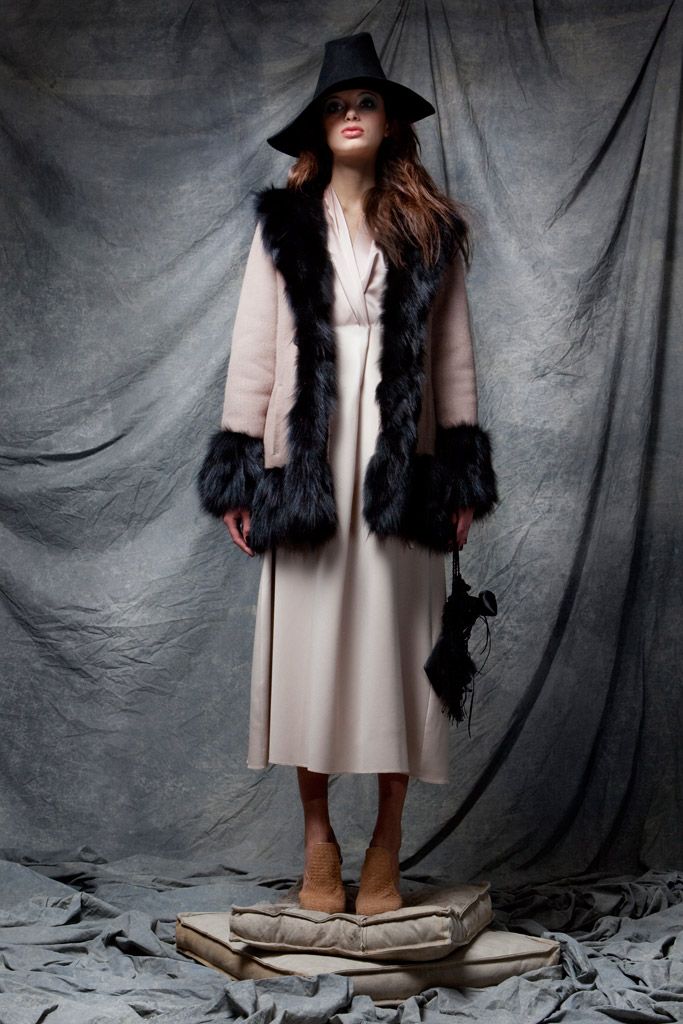 fur-trimmed wool coat