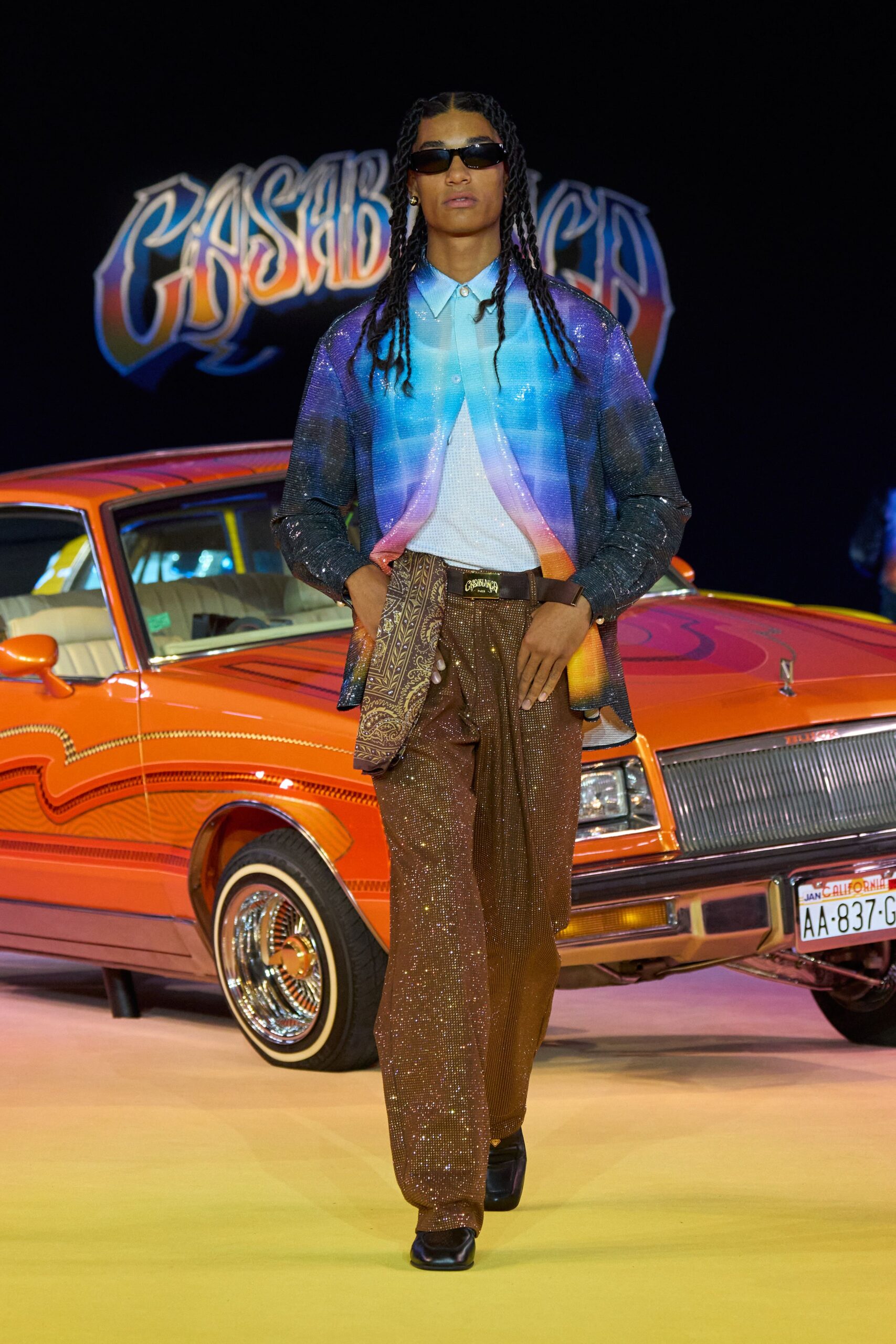 brown cotton fitted flared textured shiny pants