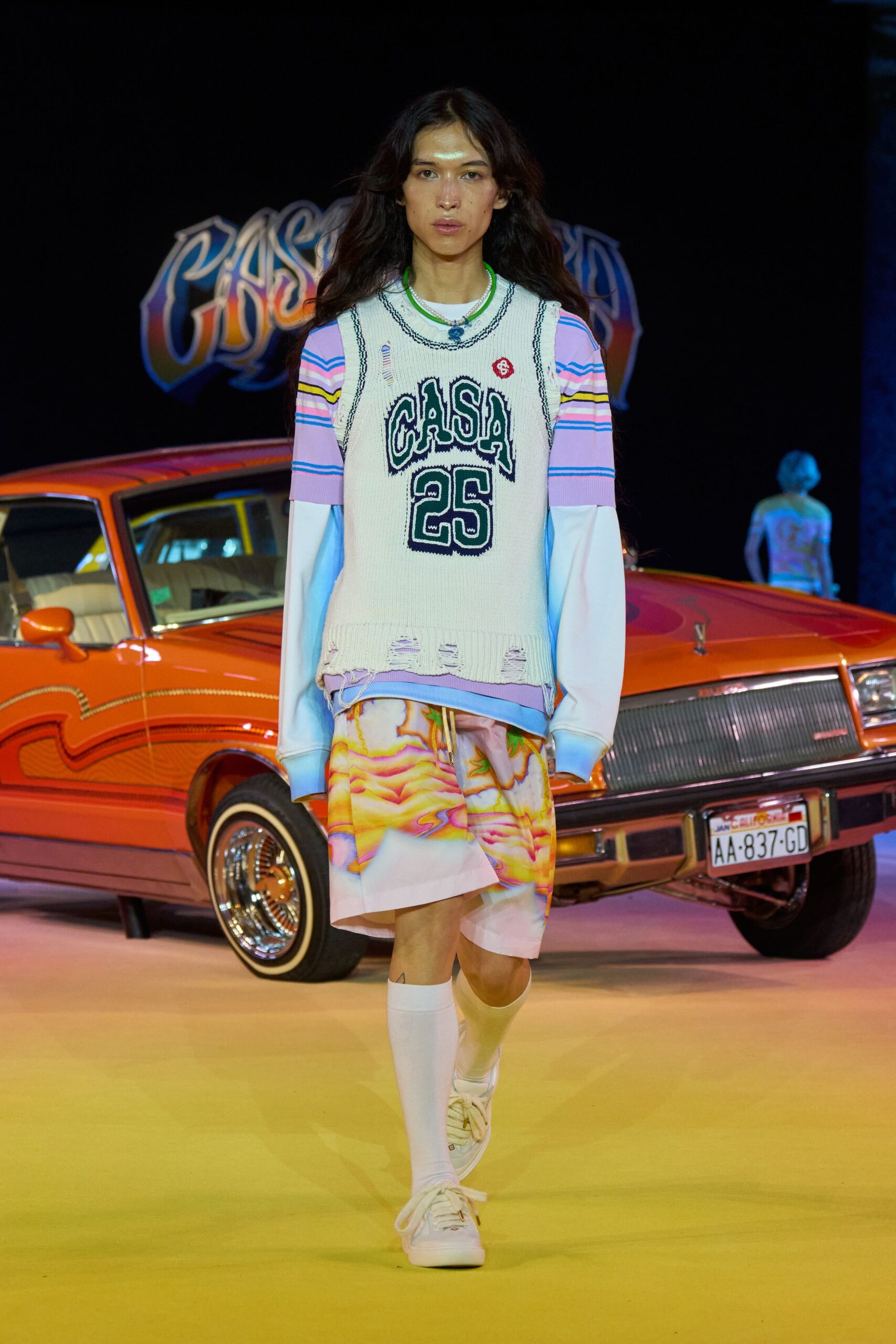 multi-colored printed mini skirt