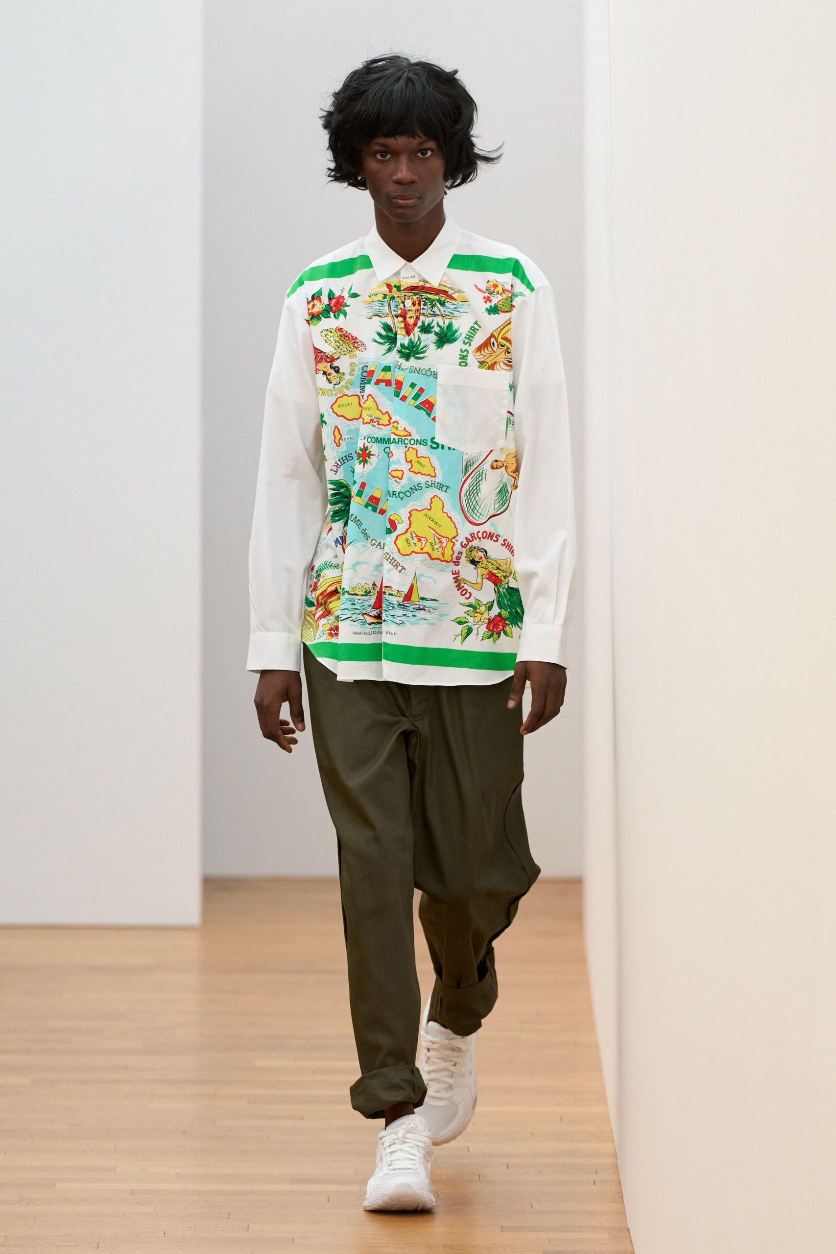printed shirt with relaxed pants