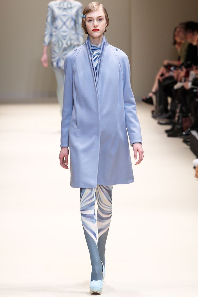 powder blue collarless coat