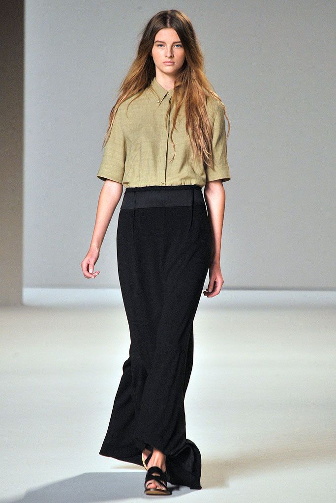 high-waisted black column maxi skirt