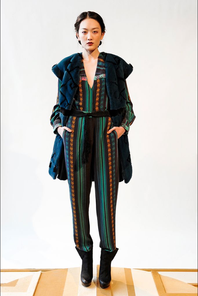 striped deep-V jumpsuit