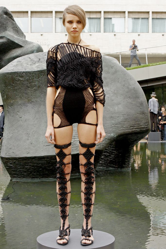 black crocheted cutout bodysuit