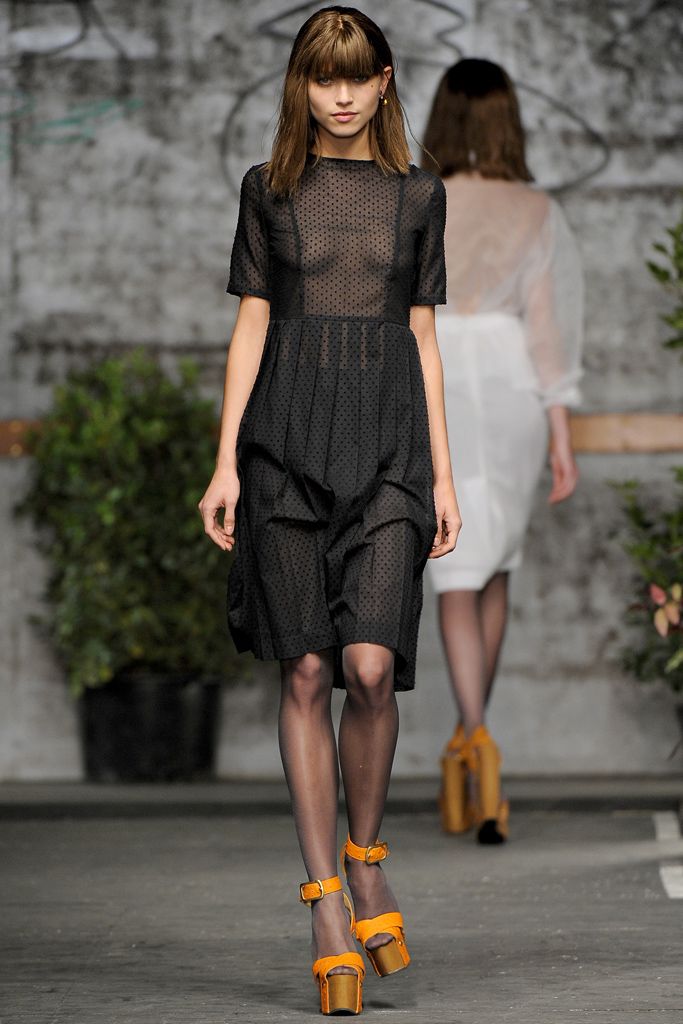 sheer polka dot midi dress