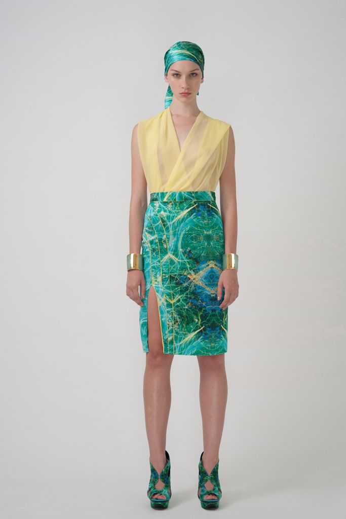 printed wrap-front sleeveless dress