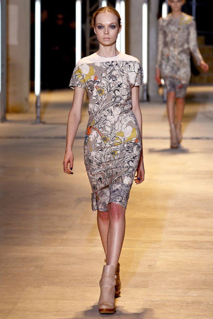 botanical print asymmetric midi dress