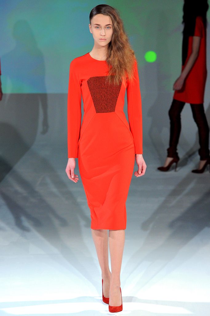 contrast-panel long-sleeve midi dress