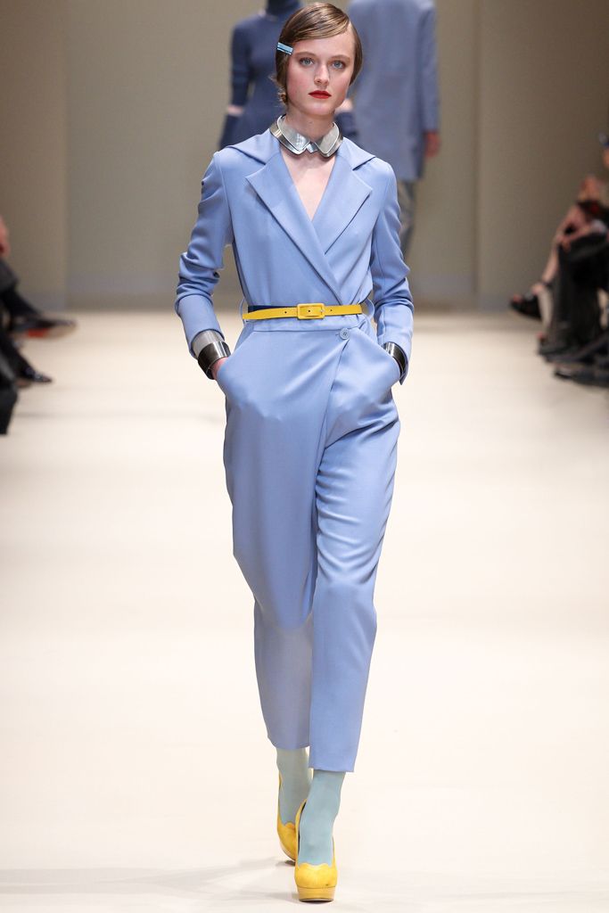powder blue wrap-front jumpsuit