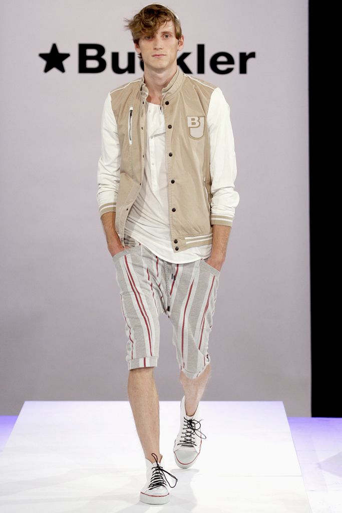 striped drop-crotch shorts