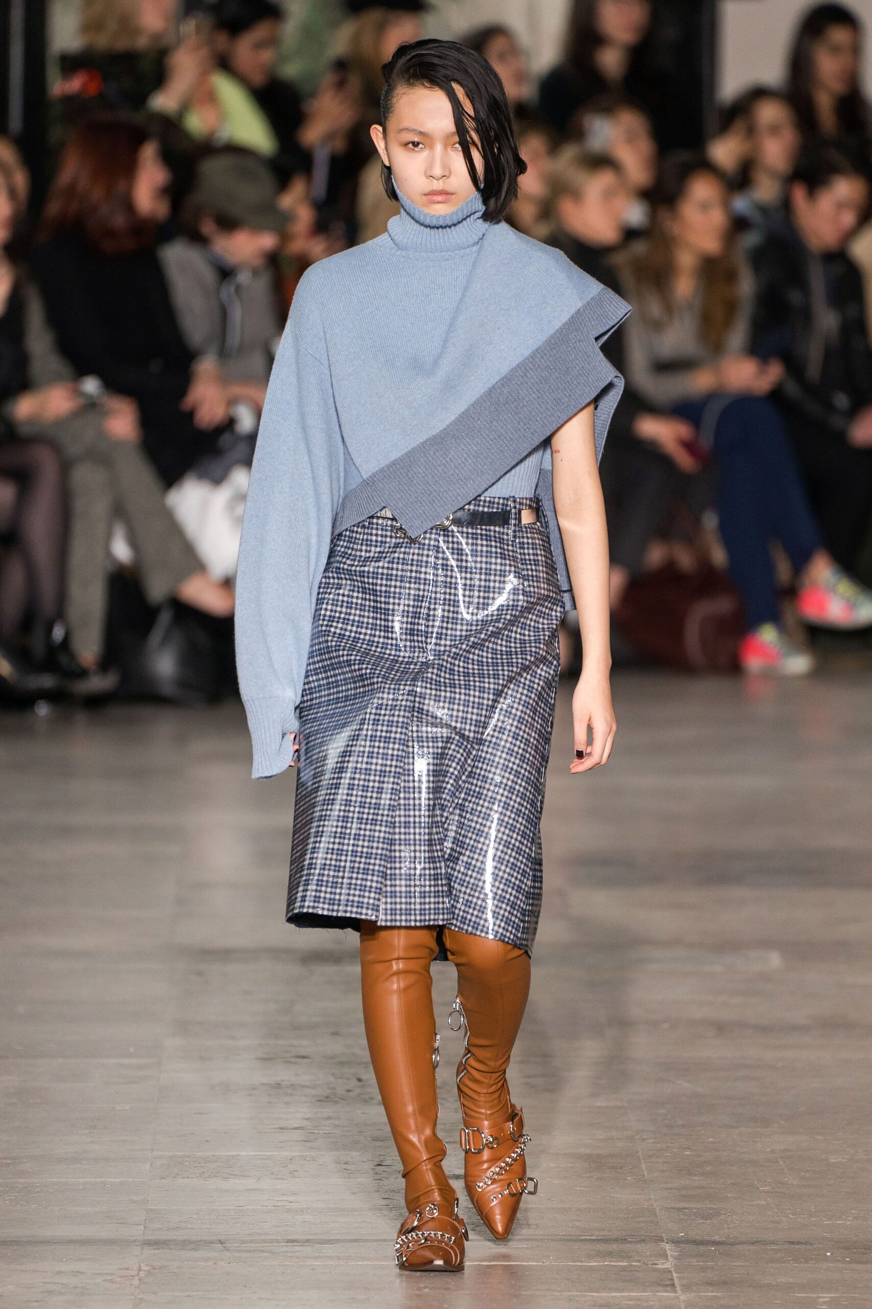 asymmetric turtleneck knit sweater