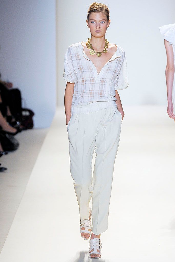 sheer checked white blouse