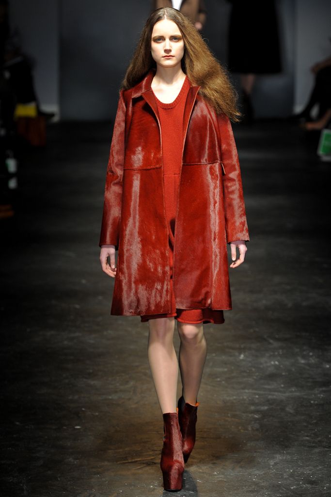 red leather coat