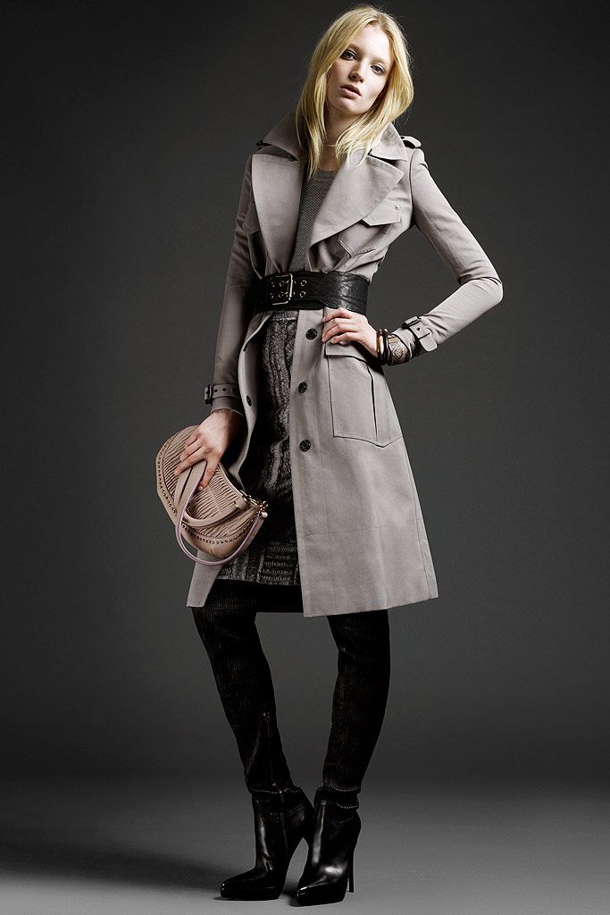 gray unknown long-sleeve collared tailored belted buttoned trench