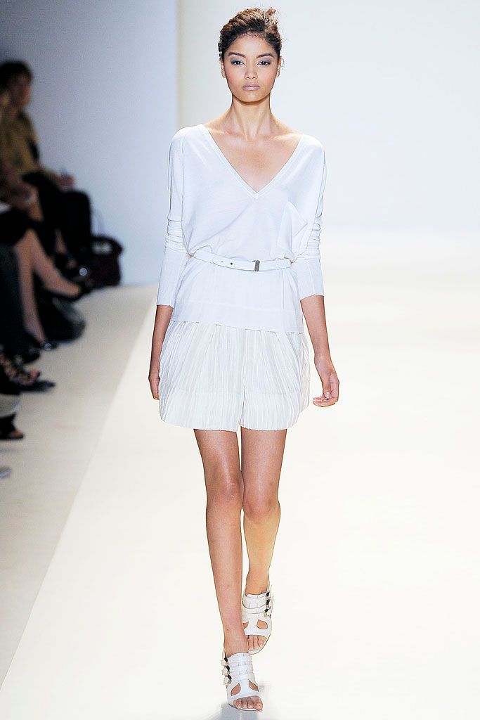 white pleated belted mini dress