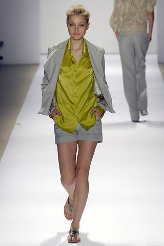 lime satin button-front shirt