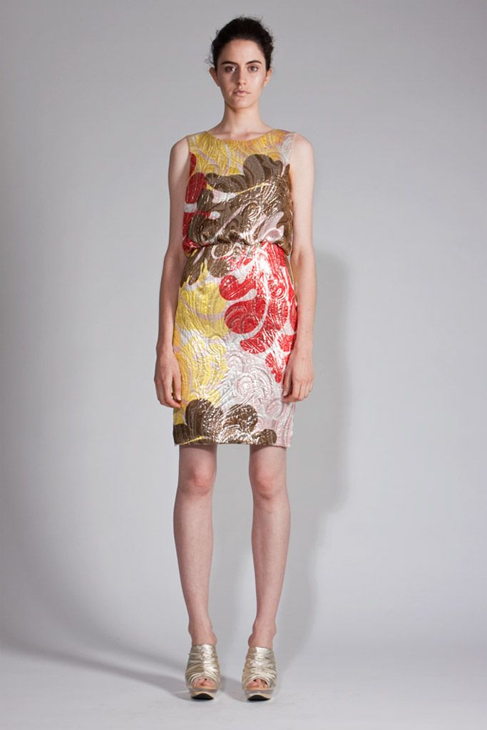 swirl brocade mini dress