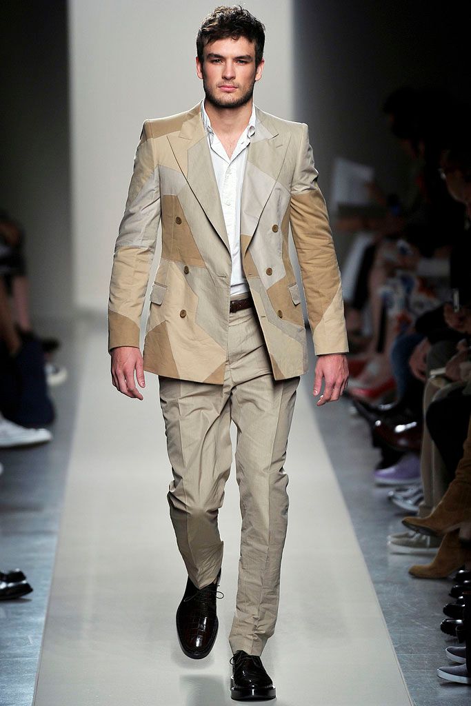 beige unknown double-breasted long-sleeve tailored color-blocked buttoned blazer