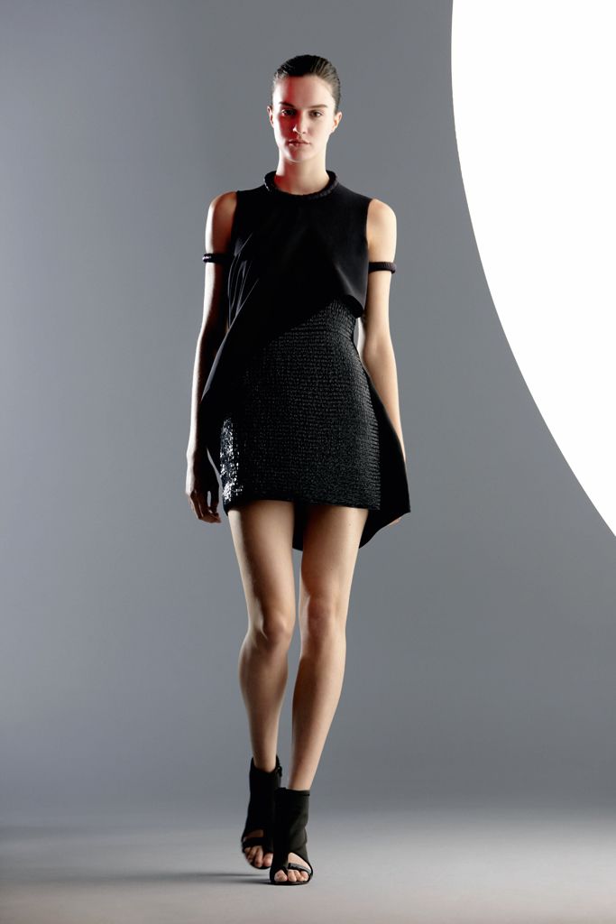 asymmetric black mini dress