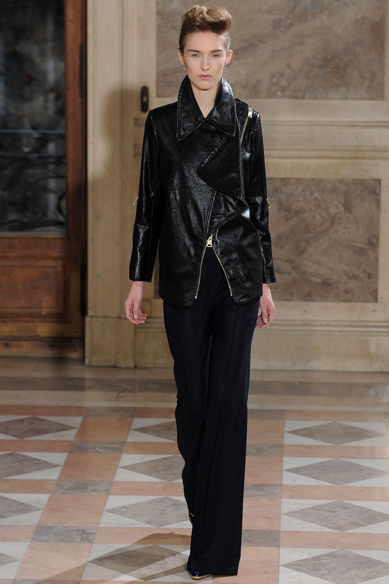 black asymmetric leather jacket