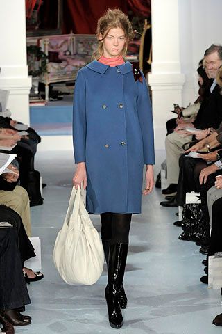 blue double-breasted swing coat
