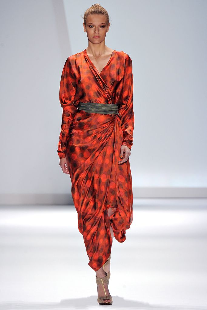 polka-dot draped wrap maxi dress