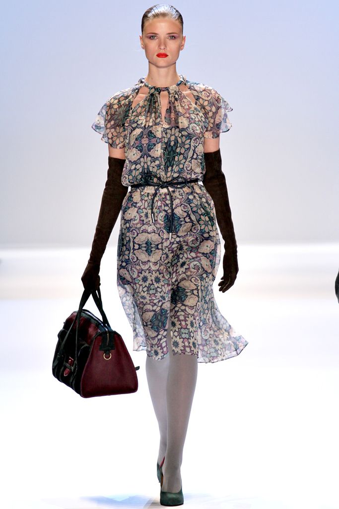 tie-neck floral chiffon midi dress