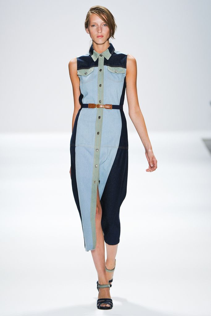 color-block denim shirt dress