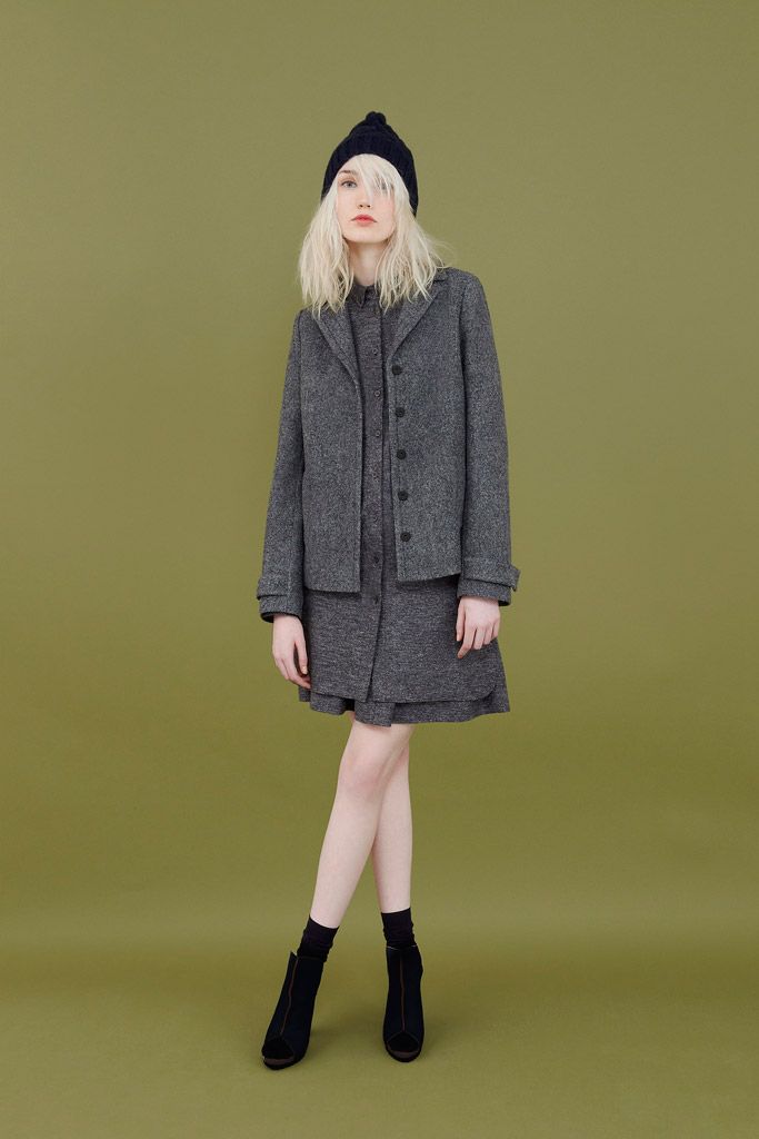 gray wool button-front jacket