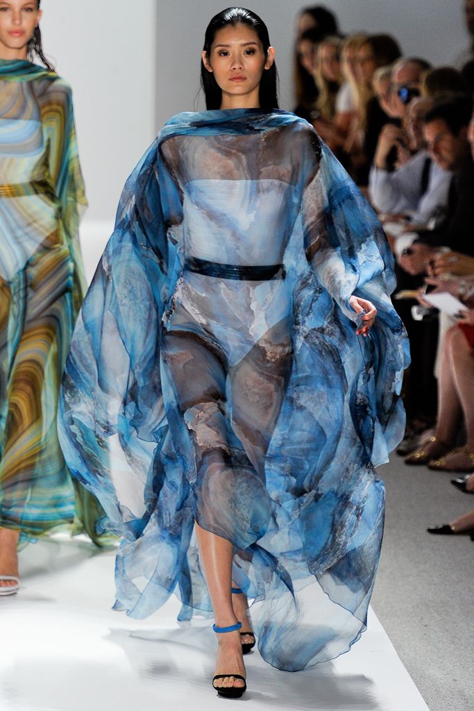 sheer blue printed caftan dress