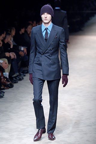 gray wool tailored pinstriped straight-leg pants