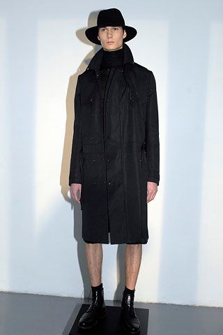 black utility coat with fedora