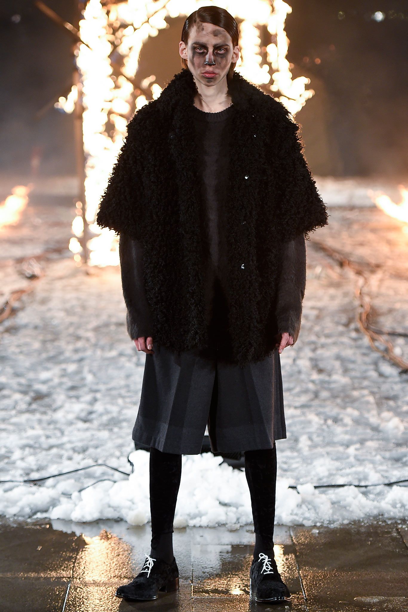 black shearling oversized coat