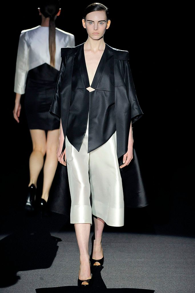 black cape-effect satin jacket