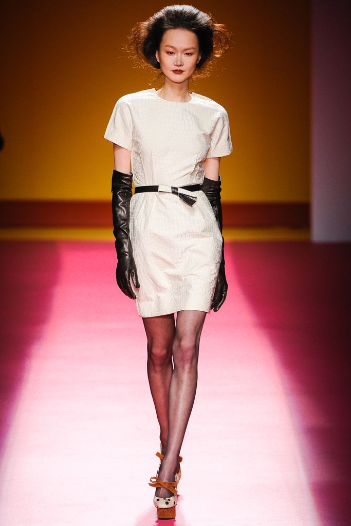 croc-effect belted ivory mini dress