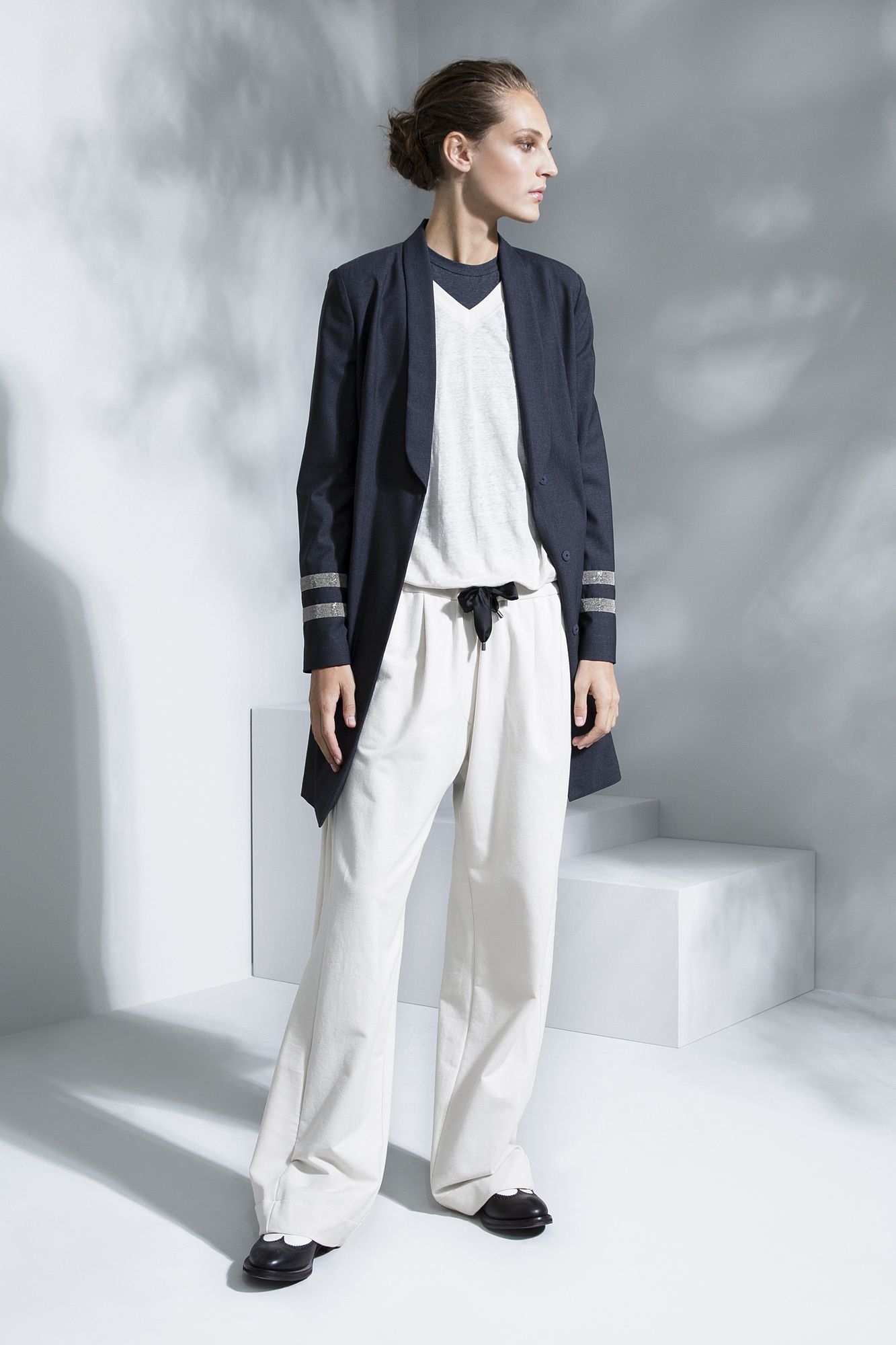 blue jersey high-neck top