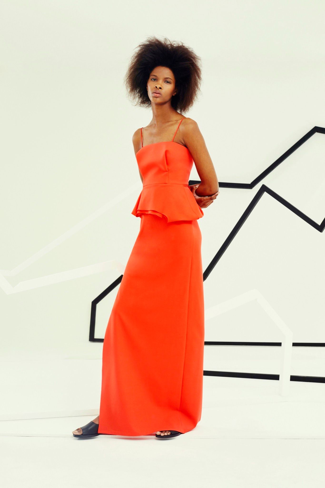 coral peplum evening gown