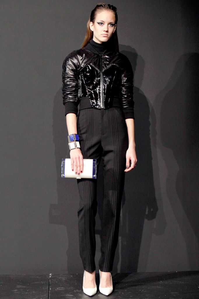 cropped glossy black bomber jacket