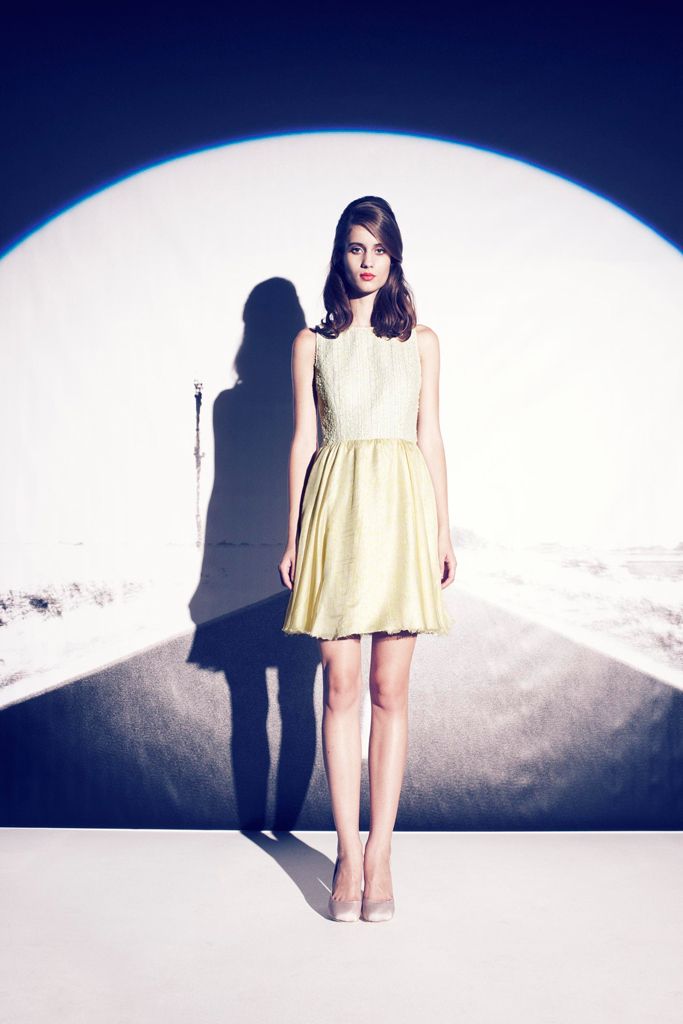 pale yellow sleeveless mini dress