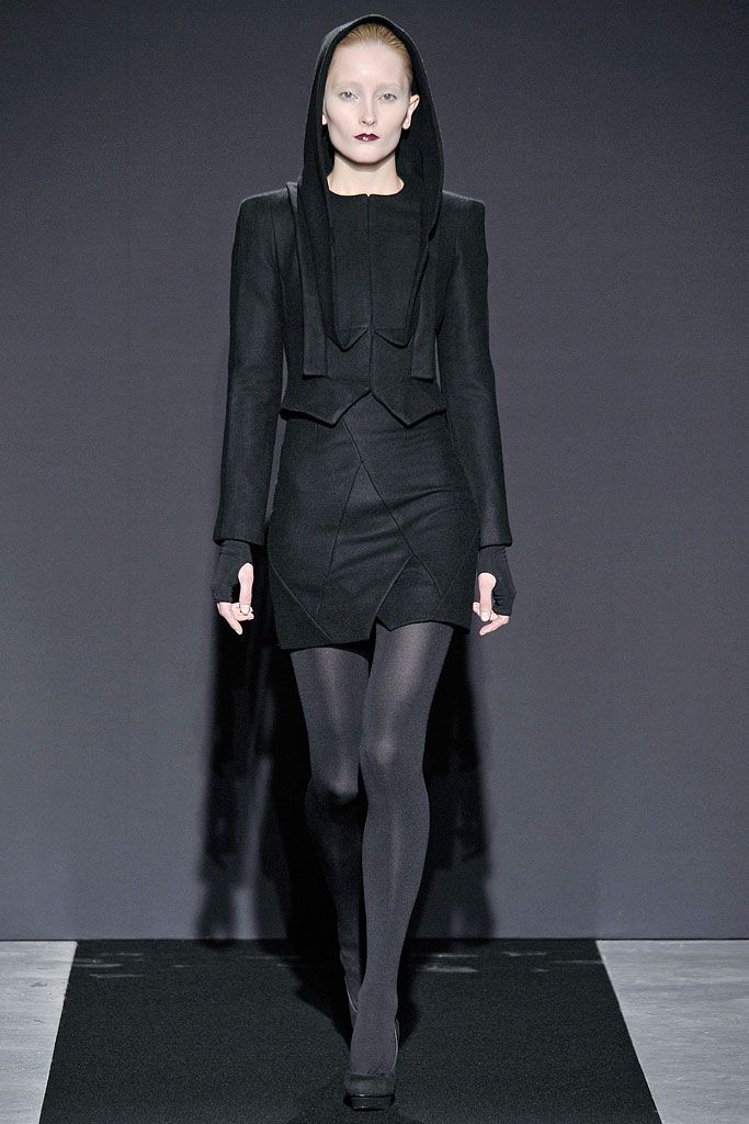 black unknown long-sleeve hooded structured openwork cropped jacket