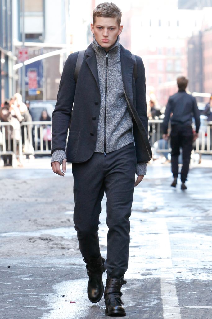 gray zip-front turtleneck sweater