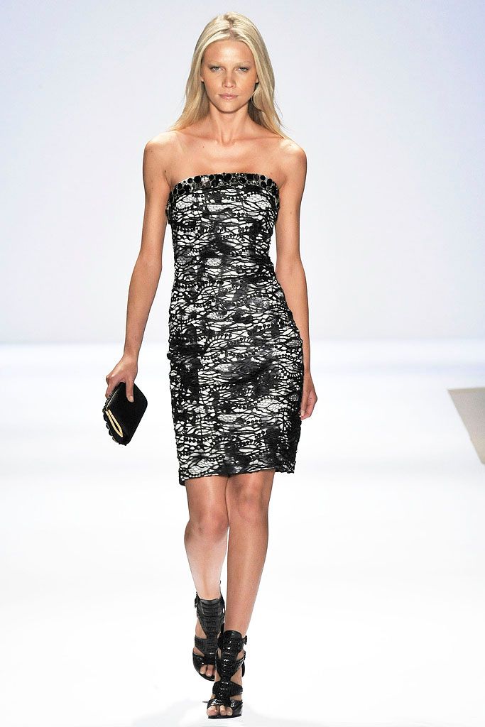 strapless black lace mini dress