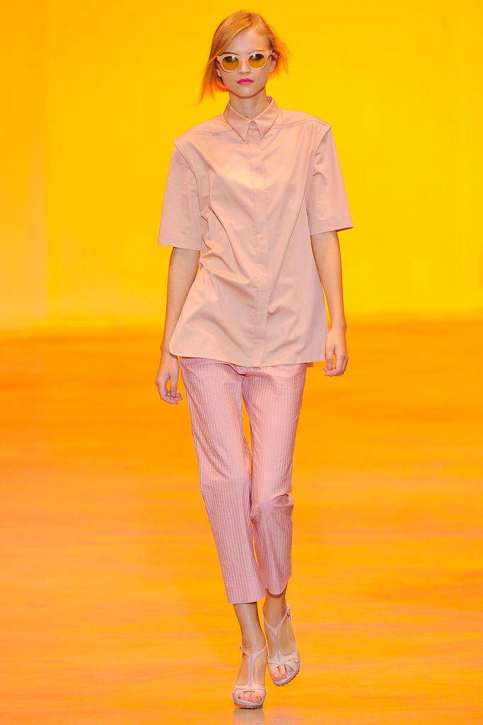 pink unknown pinstriped straight-leg pants