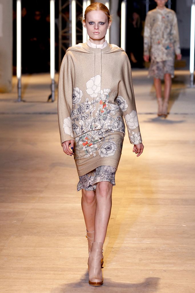 floral hooded knit sweater dress layering