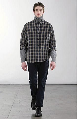checked overshirt with high-neck underlayer