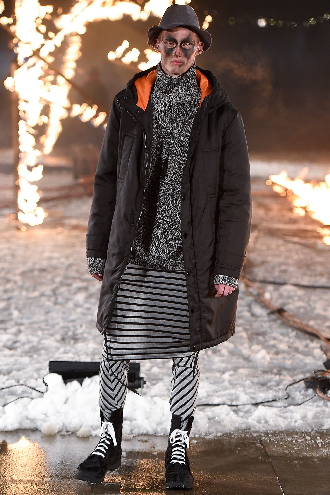 black hooded parka