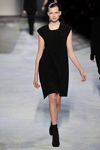 asymmetric draped black mini dress