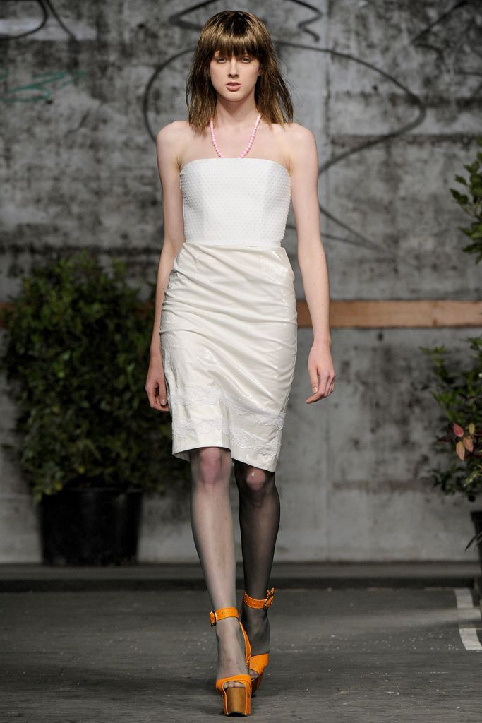 strapless ivory ruched midi dress