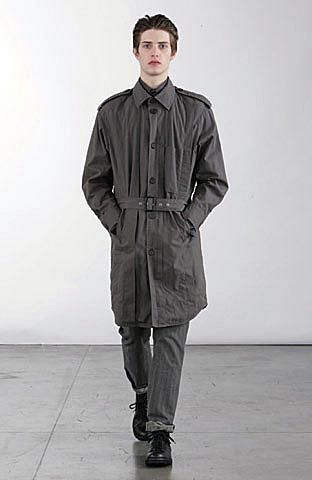 gray belted trench coat